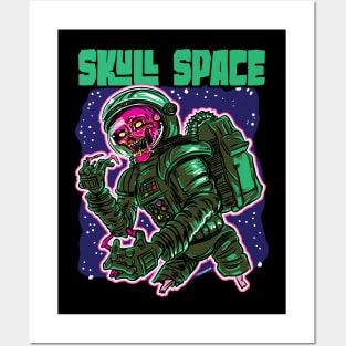 Skull Space Zombie Astronaut Posters and Art